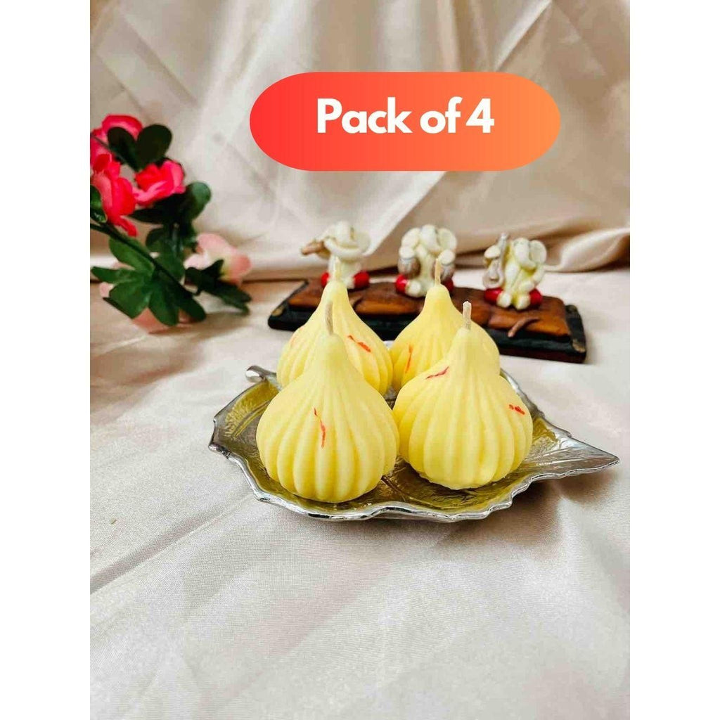 Modak Shaped Scented Candles (Pack of 4) – Perfect for Festive Décor & Gifting