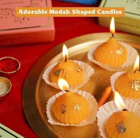 Modak Shaped Scented Candles (Pack of 4) – Perfect for Festive Décor & Gifting